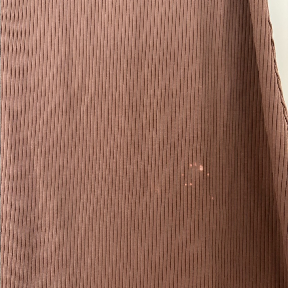 Off-Shoulder Ribbed Midi Dress in Tan - Picture 4 of 6